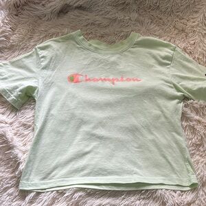 Champion Kids Mint Green Tee with Pink Logo